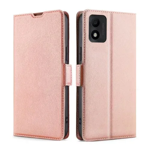 Estuche para Teléfono TCL 303 Cuero Tapa Horizontal Hebilla Lateral Voltaje Ultrafino (Oro Rosa)