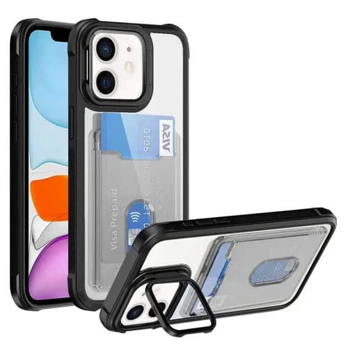 Estuche para Teléfono TPU Híbrido Acrílico con PortaTarjetas para iPhone 11 (Negro)