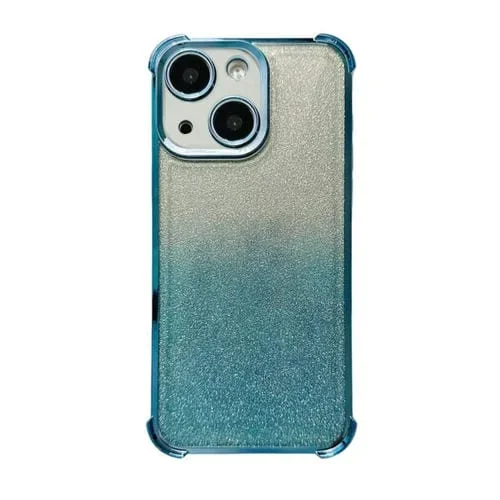 Estuche para Teléfono TPU iPhone 13 a Prueba de Golpes con Purpurina Electropolada de Cuatro Esquinas (Azul Degradado)