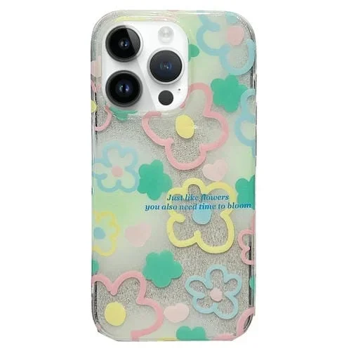 Estuche para Teléfono TPU iPhone 13 Pro Cobertura Total Imd Doble Cara (Flores Azules, Amarillas y Rosadas)