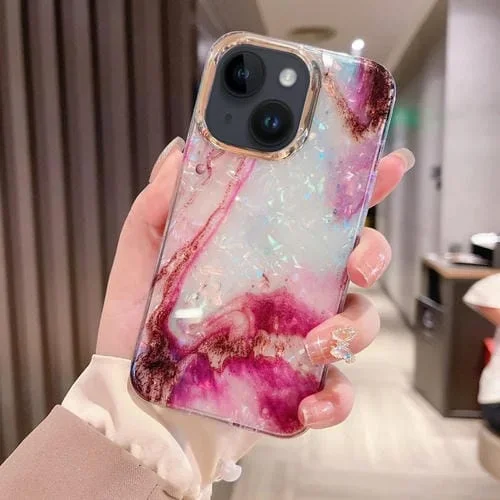 Estuche para Teléfono TPU iPhone 15 Plus con Ondulación de Cristal Colorido (Púrpura)