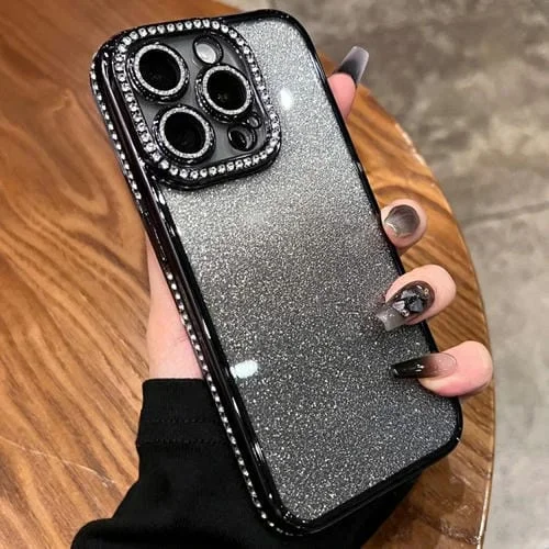 Estuche para Teléfono TPU iPhone 15 Pro Max con Brillo Degradado de Diamante (Negro Degradado)