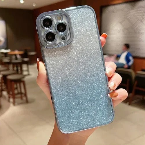 Estuche para teléfono TPU iPhone 7/8/SE 2020 con brillo degradado Transparente (Azul)