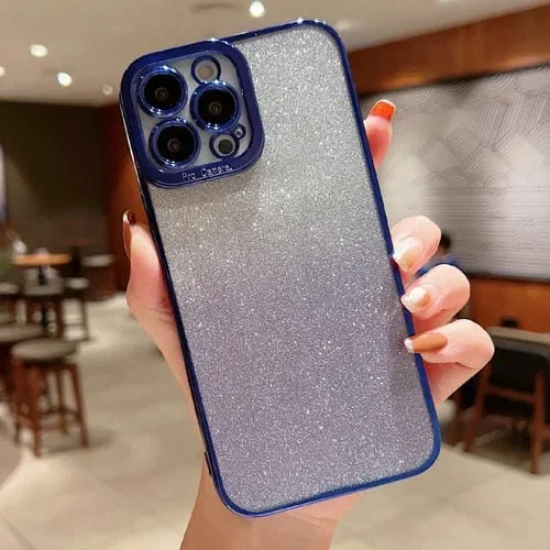 Estuche para Teléfono TPU iPhone Xr Brillo Color Degradado Transparente (Azul Oscuro)