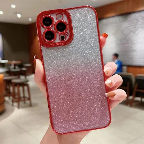 Estuche para Teléfono TPU iPhone Xr con Brillo Color Degradado Transparente (Rojo)