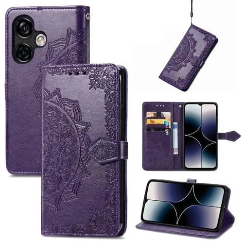 Estuche para Teléfono Ulefone Note 16 Pro Mandala Flower Cuero En Relieve (Púrpura)