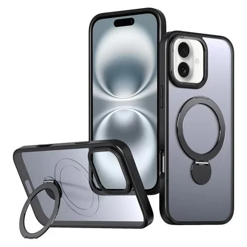 Estuche para Teléfono Wing Series Gen2 con Soporte de Anillo de Metal Magsafe para iPhone 16 (Negro)