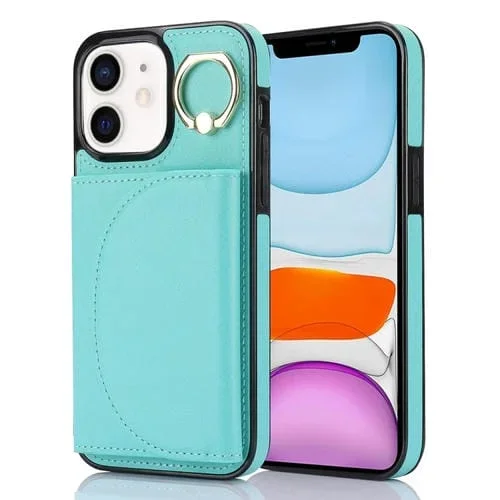 Estuche para Teléfono Ym006 para iPhone 11 con Soporte para Anillo y Tarjeta (Verde)
