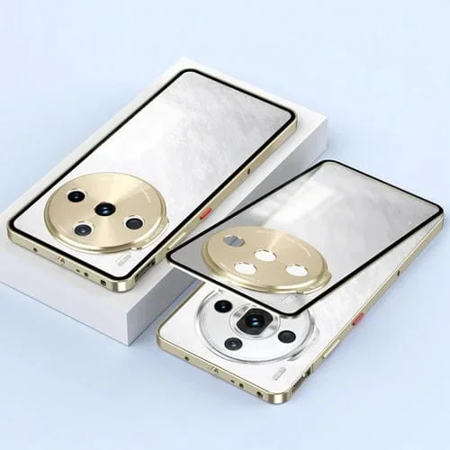 Estuche para Teléfono ZTE Nubia Z60S Pro con Marco de Metal Esmerilado y Hebilla a Presión (Dorado)