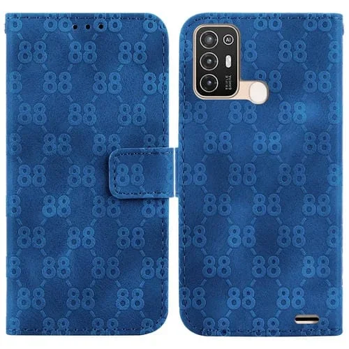 Estuche para ZTE Blade A52 de Cuero En Relieve Doble Forma 8 (Azul)
