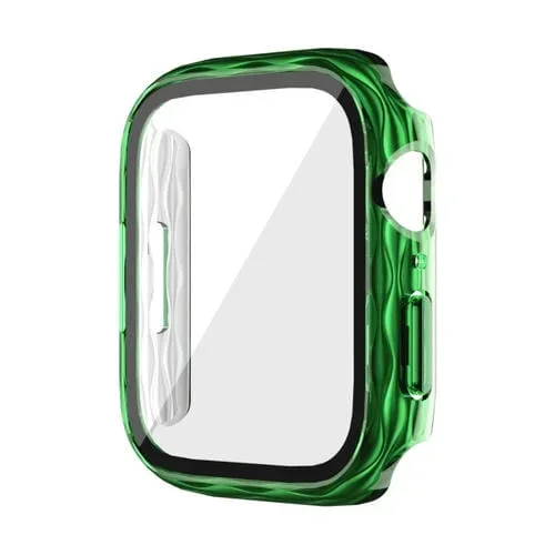 Estuche Protector 2 en 1 para Apple Watch Series 9/8/7 41mm PC y Vidrio Templado (Verde Transparente)