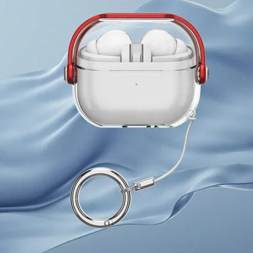 Estuche Protector Acrílico Transparente para Auriculares Apple Beats Studio Buds/Buds+ (Rojo)