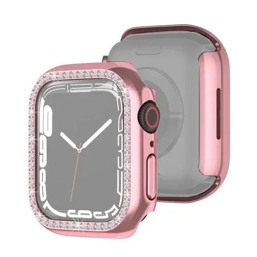 Estuche Protector Diamante PC Galvanoplastia para Apple Watch Series 8/7 45mm (Rosa)