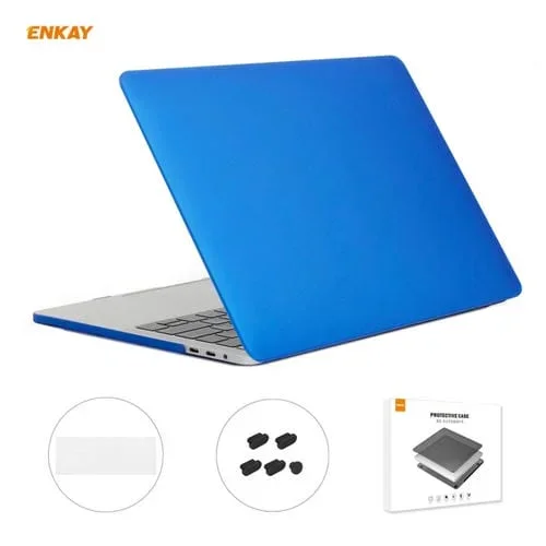 Estuche Protector Mate + Película Teclado TPU + Enchufes Antipolvo Enkay para MacBook Pro 13.3 A1706 / A1989 / A2159 (Azul Oscuro)