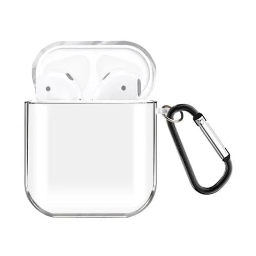 Estuche protector para AirPods 1/2 TPU Transparente alto con gancho (Transparente)