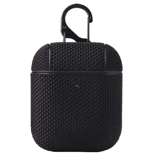 Estuche Protector Para Auriculares De Tela De Negocios Con Gancho Para Airpods 1/2 (Negro)