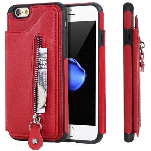 Estuche Protector para iPhone 6 a Prueba de Golpes con Cremallera de Doble Hebilla (Rojo)