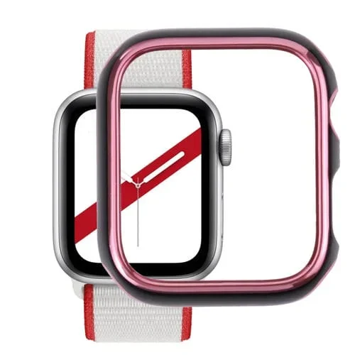 Estuche Protector PC Electrochaplating Doble Color para Apple Watch Series 3 2 1 42mm (Borde Rosa + Fondo Negro)