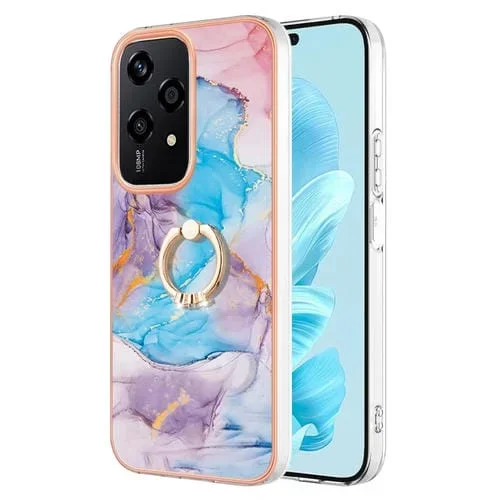 Estuche TPU Honor 200 Lite con Patrón Galvanoplastia y Soporte Anillo (Mármol Azul Vía Láctea)