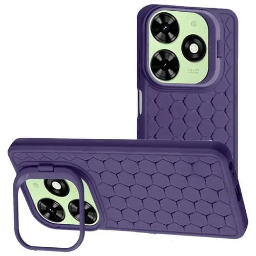 Estuche TPU para Tecno Spark Go 2024 con Soporte Lente Radiante de Panal (Púrpura)