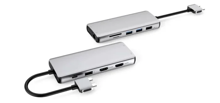 eSTUFF USB-C Dual USB-C Dock USB 3.2 Gen 1 (3.1 Gen 1) Type-C 5000 Mbit/s Aluminio