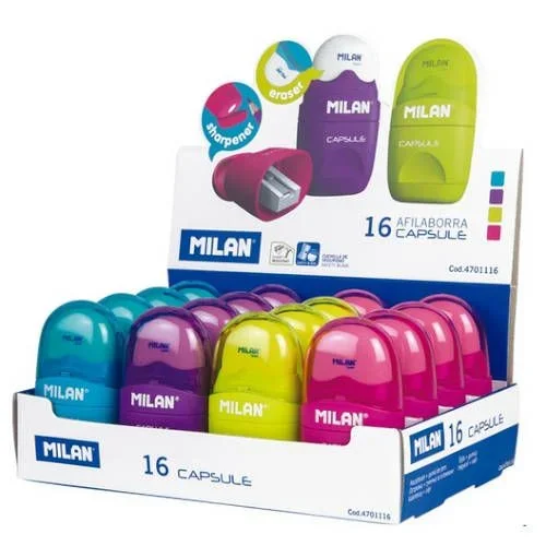 Expositor 16 afilaborras y afilalapices capsule colores surtidos milan