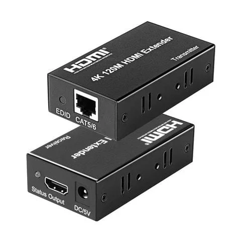 Extensor de Red HDMI a RJ45 4K con Enchufe Británico, Transmisión a 120 Metros
