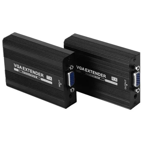 Extensor VGA Measy VGA1815 Convertidor Transmisor y Receptor con Fuente de Alimentación Única PoE y Transmisión de 150 M (Enchufe de EE.UU)