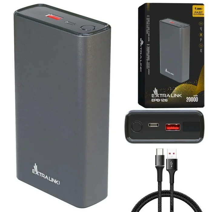 Extralink EX.19539 batería externa Ión de litio 20000 mAh Gris, Gris claro
