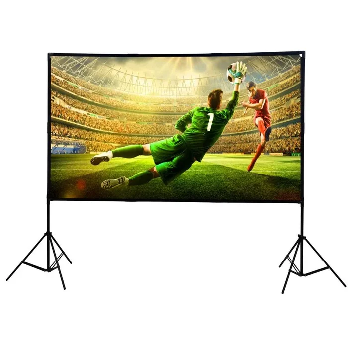 Extralink Pantalla Proyector con Trípode 100 Pulgadas – Pantalla Plegable y Portátil 16:9 para HD/4K, para Exterior y Presentaciones – PVC Mate Antiarrugas, Bolsa Incluida, 220x125CM