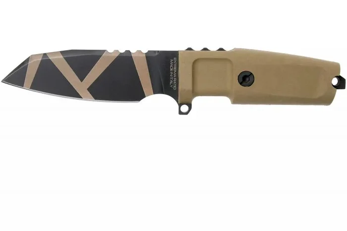 Extrema Ratio TASK C, Navaja Multiusos Compacta, Filo Liso, Funda Rígida y Versiones Negro y Desert Warfare