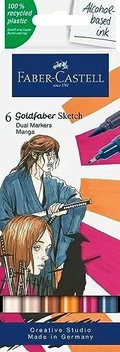 Faber-Castell Sketch Marker GOLDFABER 6er Etui Manga alkoholbasierter mit zwei Spitzen