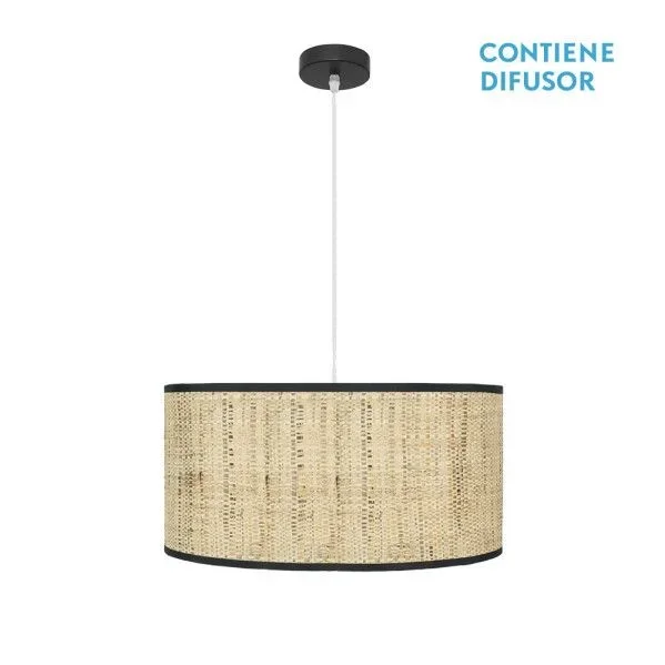 FABRILAMP Colgante Natasha 2xe27 Negro/cañizo Regx50x50 Cm