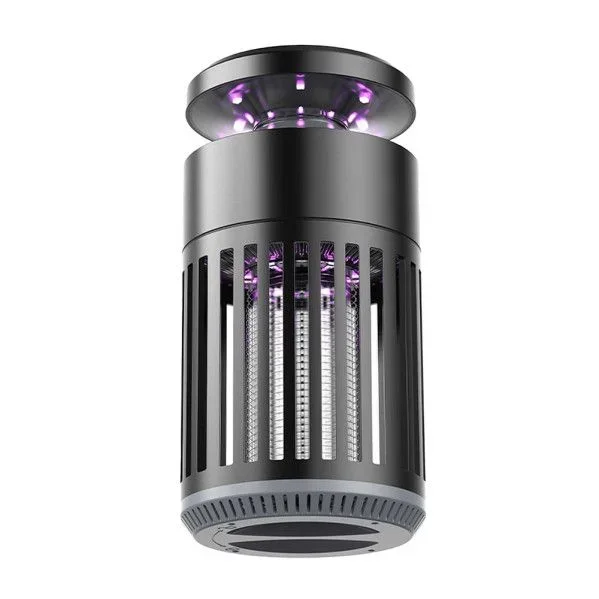 FABRILAMP Lámpara mata insectos LED Duo Volcan de doble función (5W 220/240V) IP44 24xØ12,2cm fabricada en metal y ABS color negro