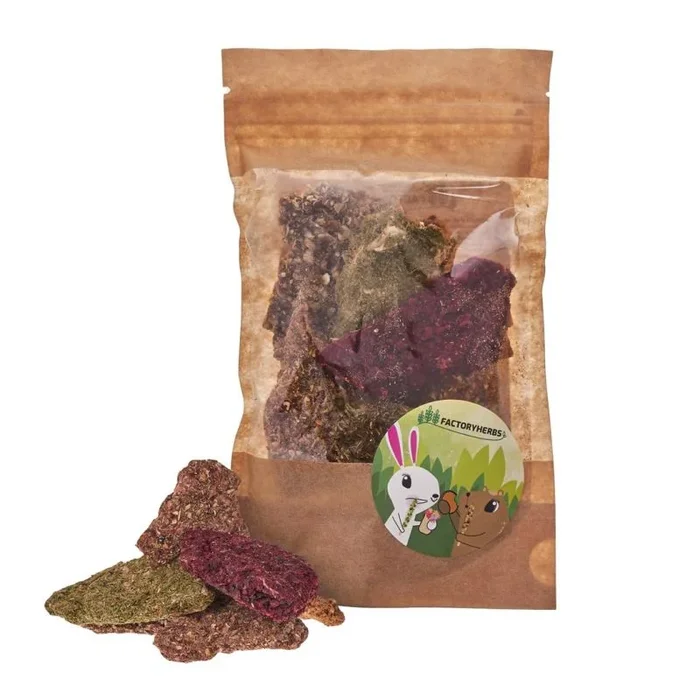 Factoryherbs birch chips with herbs and vegetables – treat for rodents and rabbits – 50g