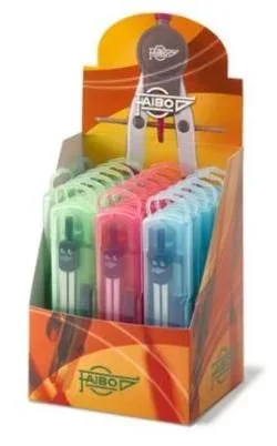 Faibo compás 133mm en estuche de plástico caja expositora 20u