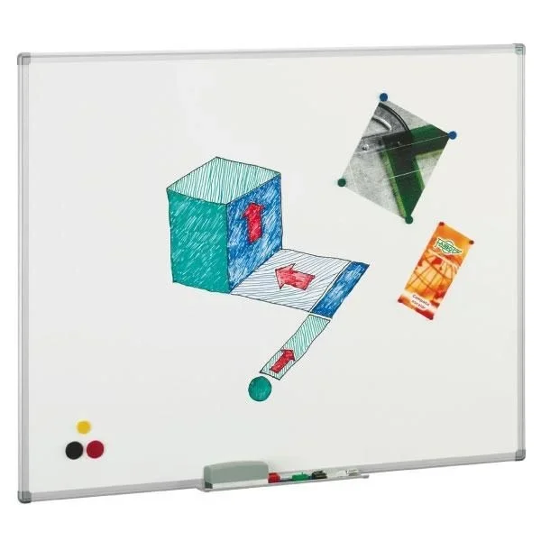Faibo pizarra mural acero vitrificado magnetica marco aluminio 45x60cm blanca