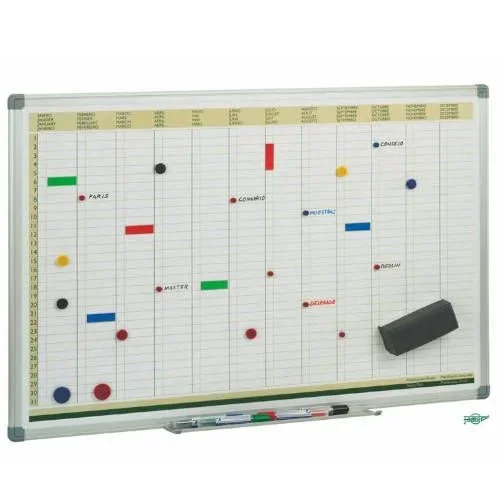 Faibo pizarra planificación anual metálica lacado blanco marco de aluminio 600x900mm