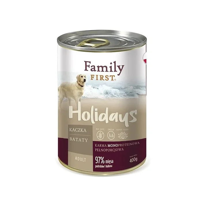 Family first holidays adult duck with sweet potatoes – comida húmeda para perros – 400 g