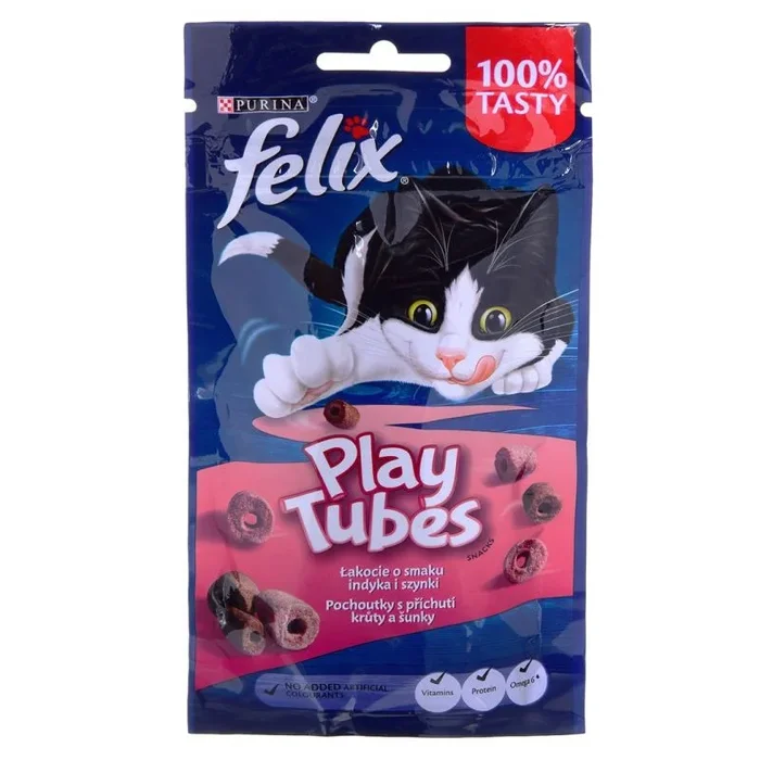 Felix play tubes turkey, ham – alimento seco para gatos – 50 g