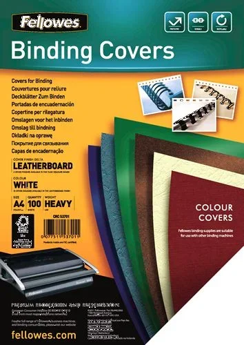 Fellowes Binding Cover Delta Leathergrain A4 250gsm White (Pack 100) 5370104