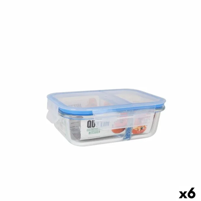 Fiambrera hermética quttin 2 compartimentos rectangular 580 ml (6 unidades)