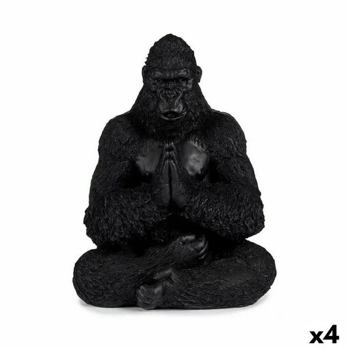 Figura decorativa gorila yoga negro 16 x 28 x 22 cm (4 unidades)