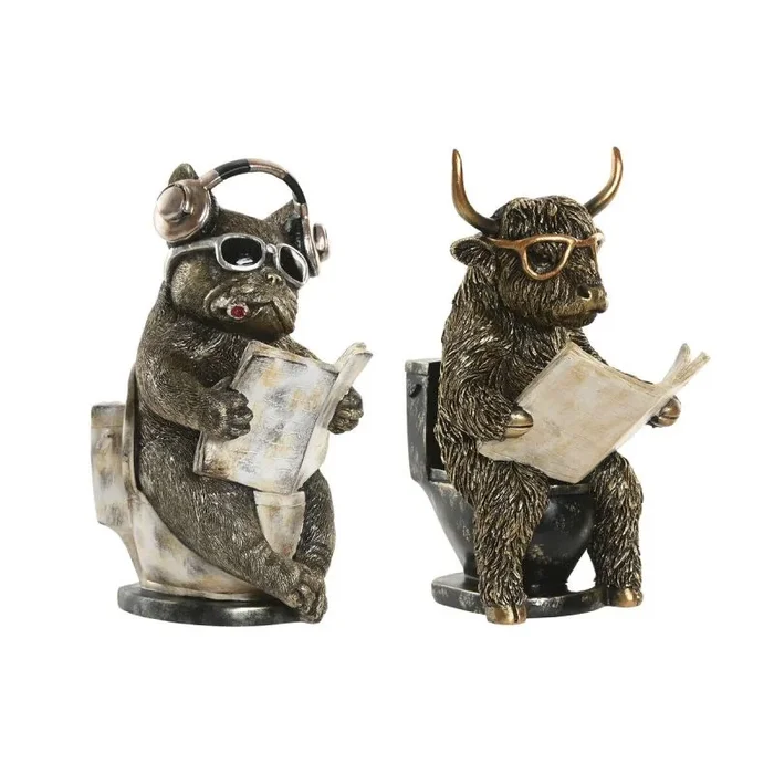 Figura decorativa home esprit dorado plateado 14,5 x 11 x 20,5 cm (2 unidades)