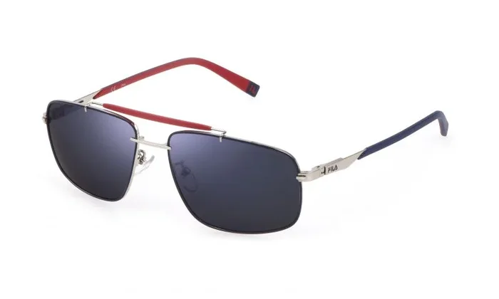 FILA SFI210V Gafas, Shiny Palladium W/Blue Parts, 60 para Hombre