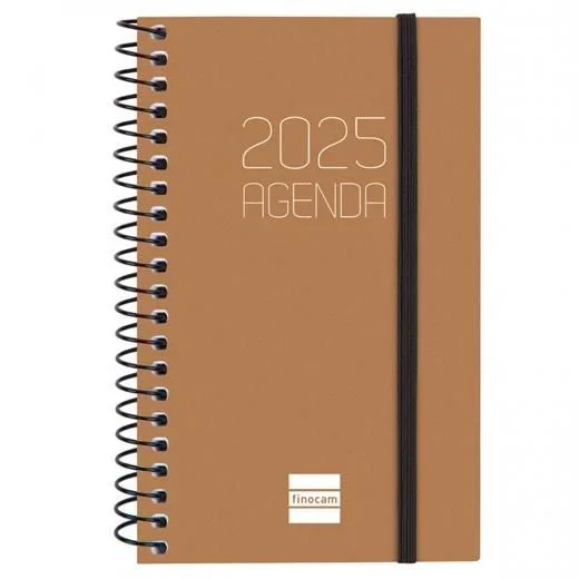 Finocam – Agenda Espiral Opaque 2025 Semana Vista Horizontal Enero 2025 – Diciembre 2025 (12 meses) Marrón Español