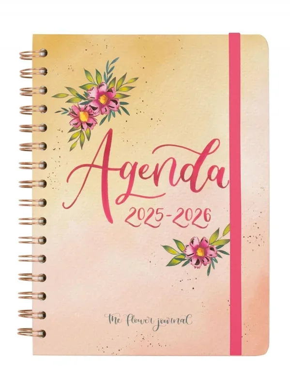 Finocam – Agenda The Flower Journal Curso 2025 2026 Semana Vista Horizontal Septiembre 2025 – Agosto 2026 (12 meses) Rosa Español