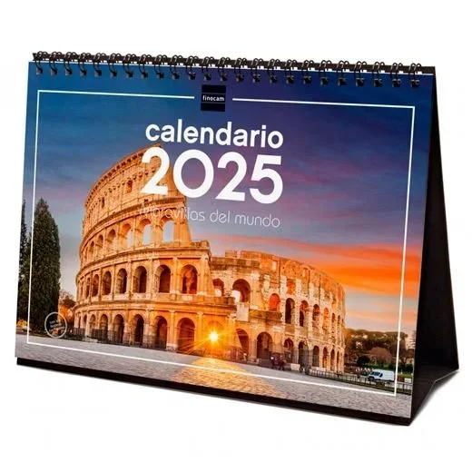 Finocam – Calendario Imágenes de Sobremesa para Escribir 2025 Mes Vista Enero 2025 – Diciembre 2025 (12 meses) Maravillas del mundo Español