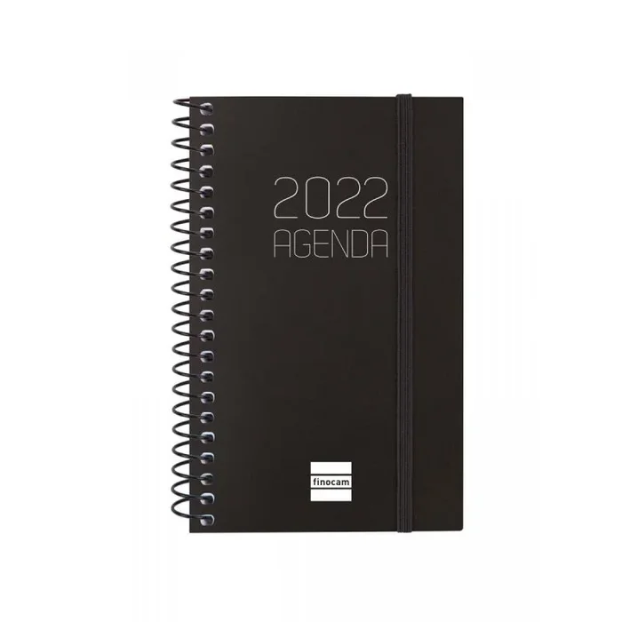 Finocam agenda anual espiral opaque e3 semana vista apaisada 79x127mm 2022 negro