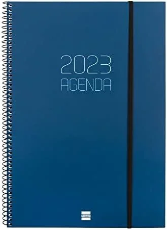 Finocam agenda anual espiral opaque e40 semana vista vertical a4 2023 azul